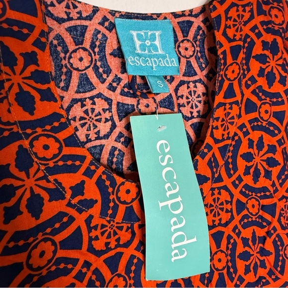 Escapada Living Charleston Tunic Dress Navy Orange Zambia Print Size Small NWT - Picture 4 of 6